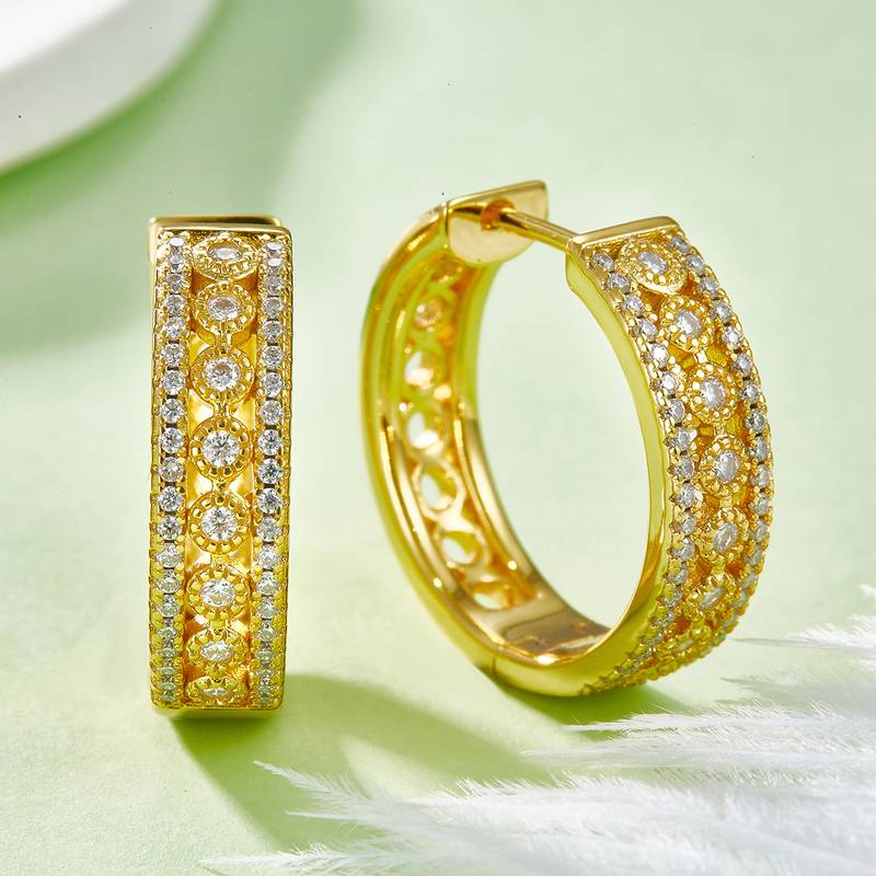 三排对半耳环S925银Moissanite厘石D级0.74ct